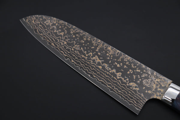 Takeshi Saji Santoku Takeshi Saji SUMMIT ― Limited Edition Custom Series SMT-1071 VG-10W Multi-Colored Golden-Rainbow Damascus Santoku 180mm (7 Inch)