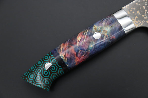 Takeshi Saji Santoku Takeshi Saji SUMMIT ― Limited Edition Custom Series SMT-1071 VG-10W Multi-Colored Golden-Rainbow Damascus Santoku 180mm (7 Inch)