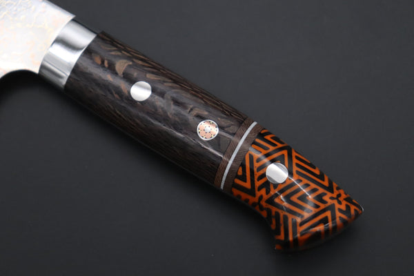 Takeshi Saji Santoku Takeshi Saji SUMMIT ― Limited Edition Custom Series SMT-1114 VG-10W磨 Multi-Colored Golden-Rainbow Damascus Santoku 180mm (7 Inch)