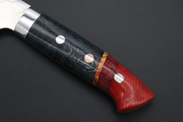 Takeshi Saji Santoku Takeshi Saji SUMMIT ― Limited Edition Custom Series SMT-1115 VG-10W磨 Multi-Colored Golden-Rainbow Damascus Santoku 180mm (7 Inch)