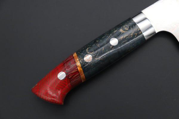 Takeshi Saji Santoku Takeshi Saji SUMMIT ― Limited Edition Custom Series SMT-1115 VG-10W磨 Multi-Colored Golden-Rainbow Damascus Santoku 180mm (7 Inch)