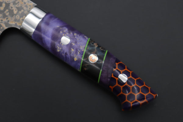 Takeshi Saji Santoku Takeshi Saji SUMMIT ― Limited Edition Custom Series SMT-1146 VG-10W Multi-Colored Golden-Rainbow Damascus Santoku 180mm (7 Inch)