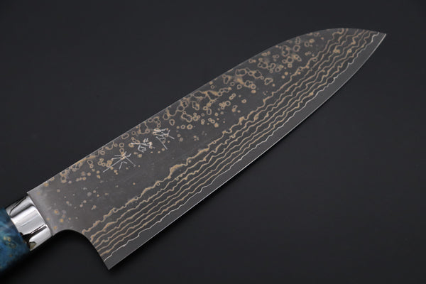 Takeshi Saji Santoku Takeshi Saji SUMMIT ― Limited Edition Custom Series SMT-1147 VG-10W Multi-Colored Golden-Rainbow Damascus Santoku 180mm (7 Inch)