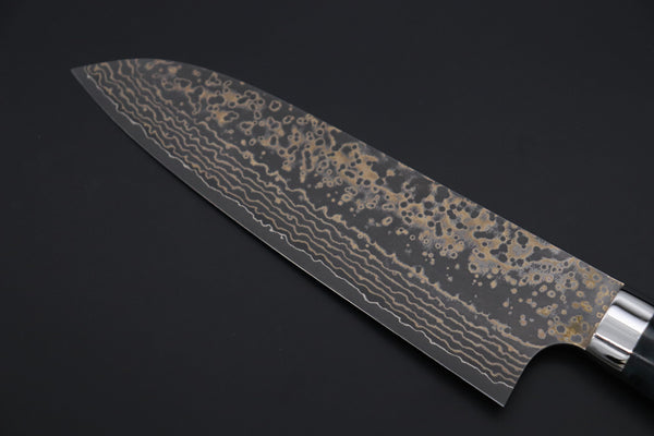 Takeshi Saji Santoku Takeshi Saji SUMMIT ― Limited Edition Custom Series SMT-1148 VG-10W Multi-Colored Golden-Rainbow Damascus Santoku 180mm (7 Inch)