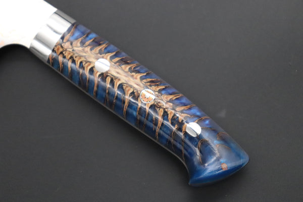 Takeshi Saji Santoku Takeshi Saji SUMMIT ― Limited Edition Custom Series SMT-1174 VG-10W磨 Multi-Colored Golden-Rainbow Damascus Santoku 180mm (7 Inch)