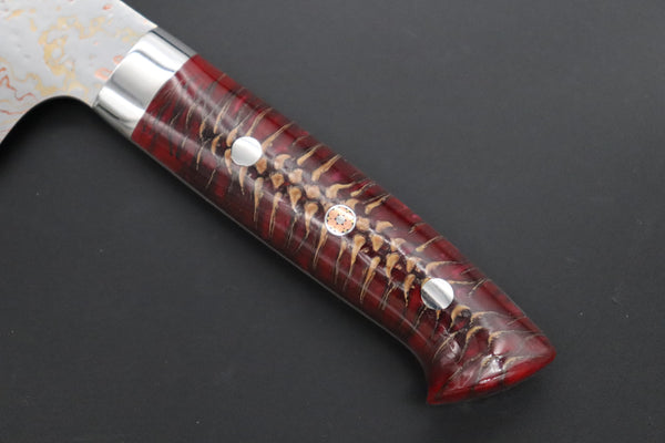 Takeshi Saji Santoku Takeshi Saji SUMMIT ― Limited Edition Custom Series SMT-1175 VG-10W磨 Multi-Colored Golden-Rainbow Damascus Santoku 180mm (7 Inch)