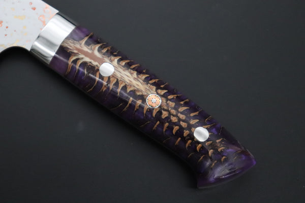 Takeshi Saji Santoku Takeshi Saji SUMMIT ― Limited Edition Custom Series SMT-1178 VG-10W磨 Multi-Colored Golden-Rainbow Damascus Santoku 180mm (7 Inch)
