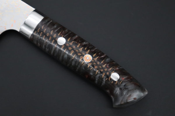 Takeshi Saji Santoku Takeshi Saji SUMMIT ― Limited Edition Custom Series SMT-1180 VG-10W磨 Multi-Colored Golden-Rainbow Damascus Santoku 180mm (7 Inch)