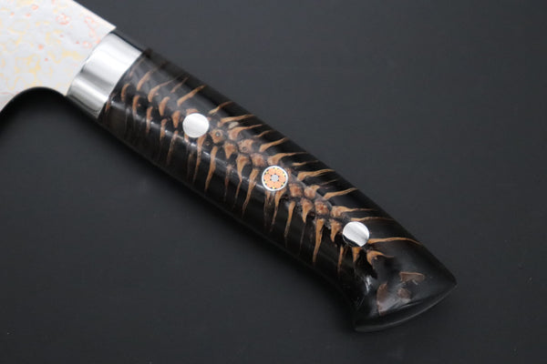 Takeshi Saji Santoku Takeshi Saji SUMMIT ― Limited Edition Custom Series SMT-1181 VG-10W磨 Multi-Colored Golden-Rainbow Damascus Santoku 180mm (7 Inch)