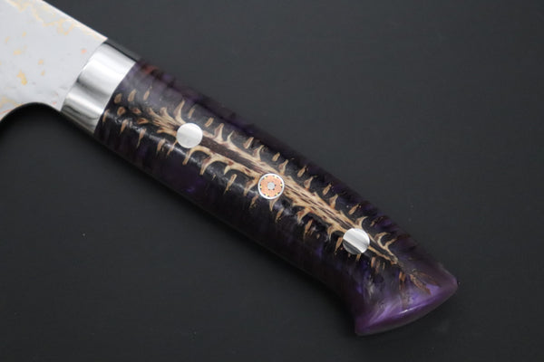 Takeshi Saji Santoku Takeshi Saji SUMMIT ― Limited Edition Custom Series SMT-1182 VG-10W磨 Multi-Colored Golden-Rainbow Damascus Santoku 180mm (7 Inch)