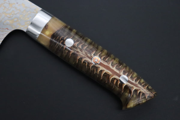 Takeshi Saji Santoku Takeshi Saji SUMMIT ― Limited Edition Custom Series SMT-1183 VG-10W磨 Multi-Colored Golden-Rainbow Damascus Santoku 180mm (7 Inch)