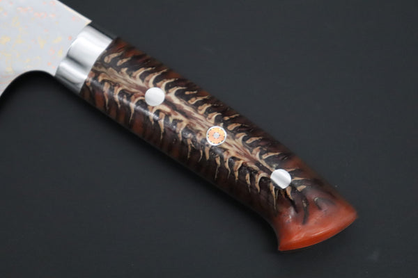 Takeshi Saji Santoku Takeshi Saji SUMMIT ― Limited Edition Custom Series SMT-1185 VG-10W磨 Multi-Colored Golden-Rainbow Damascus Santoku 180mm (7 Inch)