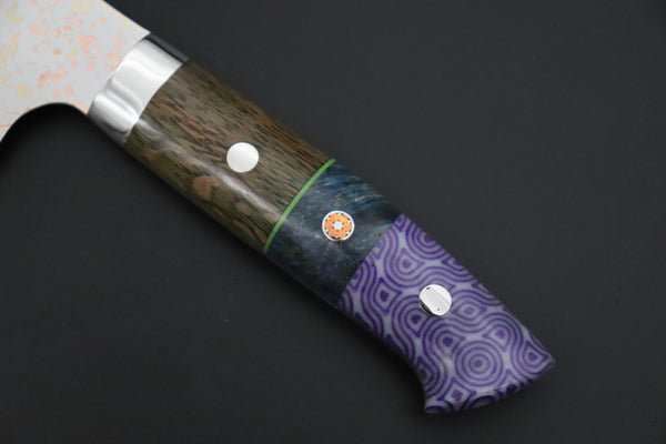 Takeshi Saji Santoku Takeshi Saji SUMMIT ― Limited Edition Custom Series SMT-1201 VG-10W磨 Multi-Colored Golden-Rainbow Damascus Santoku 180mm (7 Inch)