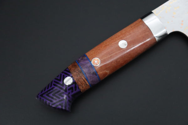 Takeshi Saji Santoku Takeshi Saji SUMMIT ― Limited Edition Custom Series SMT-1202 VG-10W磨 Multi-Colored Golden-Rainbow Damascus Santoku 180mm (7 Inch)