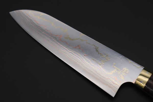 Takeshi Saji Santoku Takeshi Saji SUMMIT ― Limited Edition Custom Series SMT-817 Blue Steel No.2 Rainbow Damascus Santoku 180mm (7 inch)