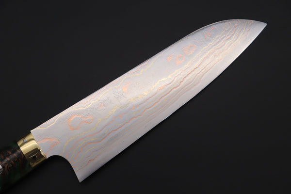 Takeshi Saji Santoku Takeshi Saji SUMMIT ― Limited Edition Custom Series SMT-818 Blue Steel No.2 Rainbow Damascus Santoku 180mm (7 inch)