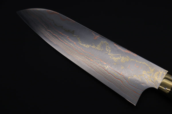 Takeshi Saji Santoku Takeshi Saji SUMMIT ― Limited Edition Custom Series SMT-818 Blue Steel No.2 Rainbow Damascus Santoku 180mm (7 inch)