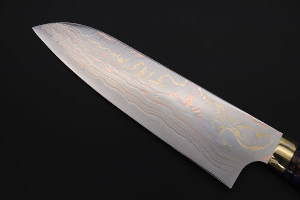 Takeshi Saji Santoku Takeshi Saji SUMMIT ― Limited Edition Custom Series SMT-820 Blue Steel No.2 Rainbow Damascus Santoku 180mm (7 inch)