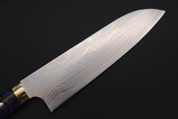 Takeshi Saji Santoku Takeshi Saji SUMMIT ― Limited Edition Custom Series SMT-820 Blue Steel No.2 Rainbow Damascus Santoku 180mm (7 inch)