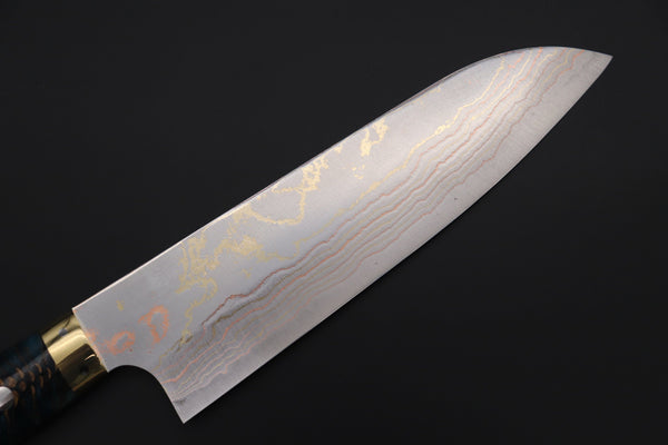 Takeshi Saji Santoku Takeshi Saji SUMMIT ― Limited Edition Custom Series SMT-821 Blue Steel No.2 Rainbow Damascus Santoku 180mm (7 inch)