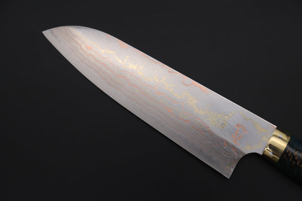 Takeshi Saji Santoku Takeshi Saji SUMMIT ― Limited Edition Custom Series SMT-821 Blue Steel No.2 Rainbow Damascus Santoku 180mm (7 inch)