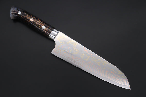 Takeshi Saji Santoku Takeshi Saji SUMMIT ― Limited Edition Custom Series SMT-822 Blue Steel No.2 Rainbow Damascus Santoku 180mm (7 inch)