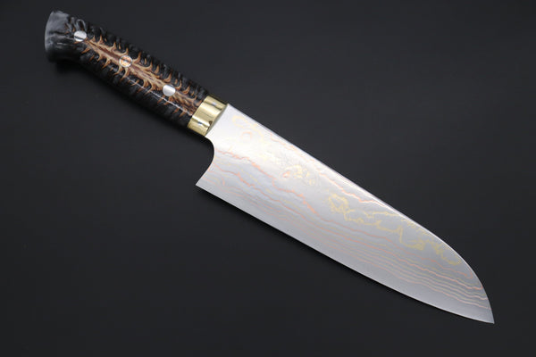 Takeshi Saji Santoku Takeshi Saji SUMMIT ― Limited Edition Custom Series SMT-823 Blue Steel No.2 Rainbow Damascus Santoku 180mm (7 inch)