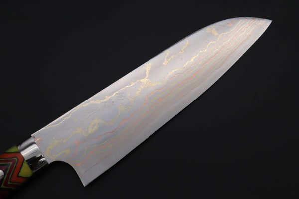 Takeshi Saji Santoku Takeshi Saji SUMMIT ― Limited Edition Custom Series SMT-824 Blue Steel No.2 Rainbow Damascus Santoku 180mm (7 inch)