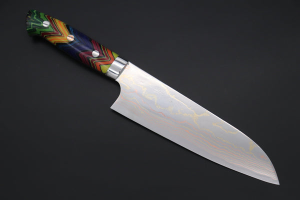 Takeshi Saji Santoku Takeshi Saji SUMMIT ― Limited Edition Custom Series SMT-824 Blue Steel No.2 Rainbow Damascus Santoku 180mm (7 inch)