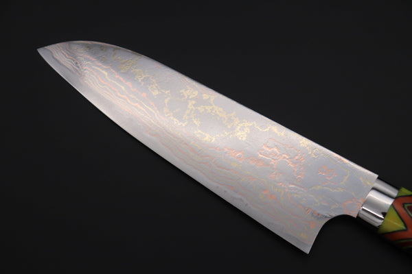 Takeshi Saji Santoku Takeshi Saji SUMMIT ― Limited Edition Custom Series SMT-824 Blue Steel No.2 Rainbow Damascus Santoku 180mm (7 inch)