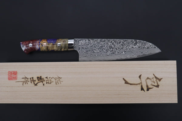 Takeshi Saji Santoku Takeshi Saji SUMMIT ― Limited Edition Custom Series SMT-853 R-2 Custom Damascus Santoku 180mm (7 Inch)