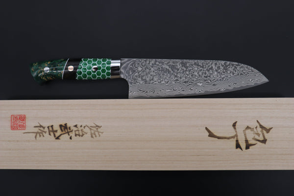 Takeshi Saji Santoku Takeshi Saji SUMMIT ― Limited Edition Custom Series SMT-854 R-2 Custom Damascus Santoku 180mm (7 Inch)