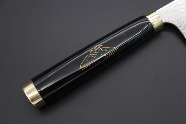 Takeshi Saji Santoku Takeshi Saji Urushi & Makie Series "Mt. Fuji Motif" R-2 Custom Diamond Damascus STU-41 Santoku 180mm (7')