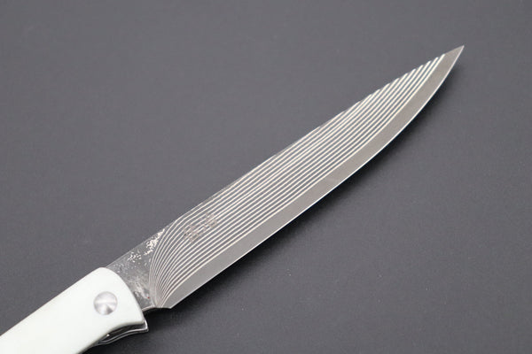Takeshi Saji Steak Knife Takeshi Saji R-2 Damascus Steak Knife (White G-10 Handle)