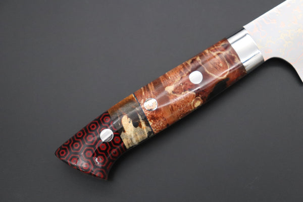 Takeshi Saji Sujihiki Takeshi Saji SUMMIT ― Limited Edition Custom Series SMT-1137 VG-10W磨 Multi-Colored Golden-Rainbow Damascus Sujihiki 270mm (10.6 Inch)