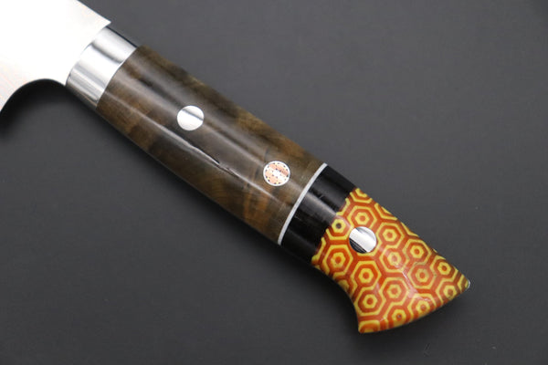 Takeshi Saji Sujihiki Takeshi Saji SUMMIT ― Limited Edition Custom Series SMT-1138 VG-10W磨 Multi-Colored Golden-Rainbow Damascus Sujihiki 270mm (10.6 Inch)