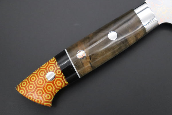 Takeshi Saji Sujihiki Takeshi Saji SUMMIT ― Limited Edition Custom Series SMT-1138 VG-10W磨 Multi-Colored Golden-Rainbow Damascus Sujihiki 270mm (10.6 Inch)