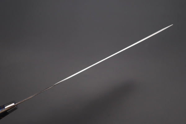 Takeshi Saji Sujihiki Takeshi Saji SUMMIT ― Limited Edition Custom Series Summer Edition SMT-1019 R-2 Custom Damascus Katana Slicer 240mm (9.4 Inch, Ocean Blue Color Stabilized Spruce Cones Hybrid Wood Handle)