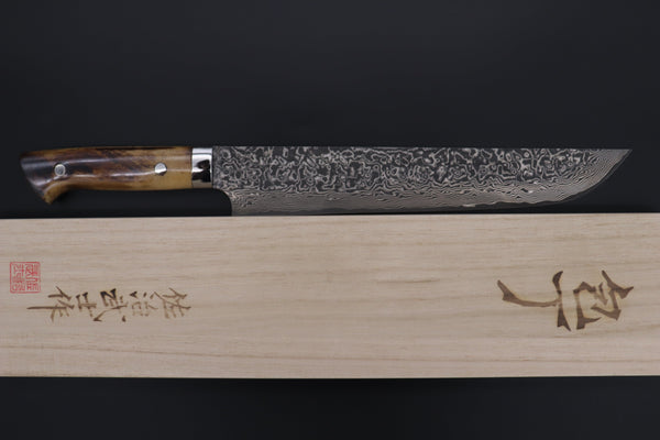 Takeshi Saji Sujihiki Takeshi Saji SUMMIT ― Limited Edition Custom Series Wild Summer Edition SMT-1021 R-2 Custom Damascus Katana Slicer 240mm (9.4 Inch, Smooth Stag Bone Handle)