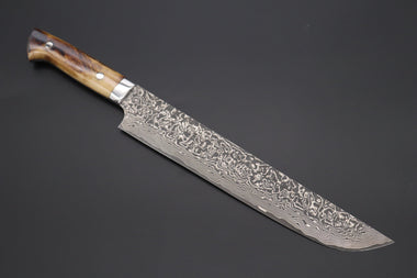 Takeshi Saji Sujihiki Takeshi Saji SUMMIT ― Limited Edition Custom Series Wild Summer Edition SMT-1021 R-2 Custom Damascus Katana Slicer 240mm (9.4 Inch, Smooth Stag Bone Handle)