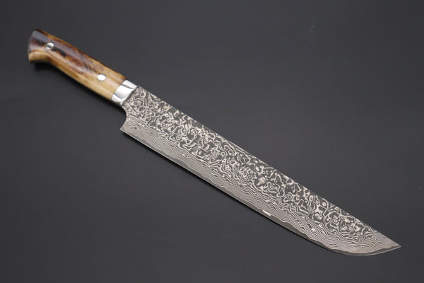 Takeshi Saji Sujihiki Takeshi Saji SUMMIT ― Limited Edition Custom Series Wild Summer Edition SMT-1021 R-2 Custom Damascus Katana Slicer 240mm (9.4 Inch, Smooth Stag Bone Handle)