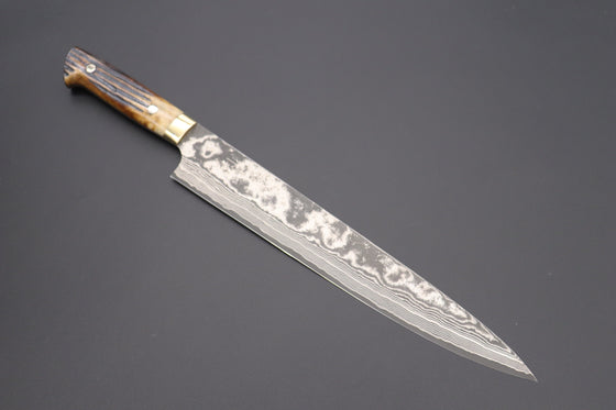 Takeshi Saji Sujihiki ST-6 Sujihiki 270mm (10.6 inch) / Stag Bone Handle Takeshi Saji VG-10 Custom Damascus Wild Series Sujihiki 270mm (10.6 inch, Stag Bone Handle, ST-6)