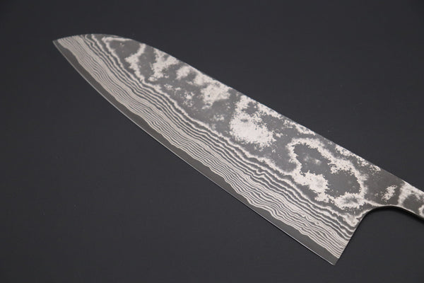 Takeshi Saji Wa Santoku “Build Your Dream Knife” Takeshi Saji VG-10 Custom Black Nickel Damascus TSBO-9 Wa Santoku 180mm (7 Inch)