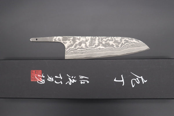 Takeshi Saji Wa Santoku “Build Your Dream Knife” Takeshi Saji VG-10 Custom Black Nickel Damascus TSBO-9 Wa Santoku 180mm (7 Inch)