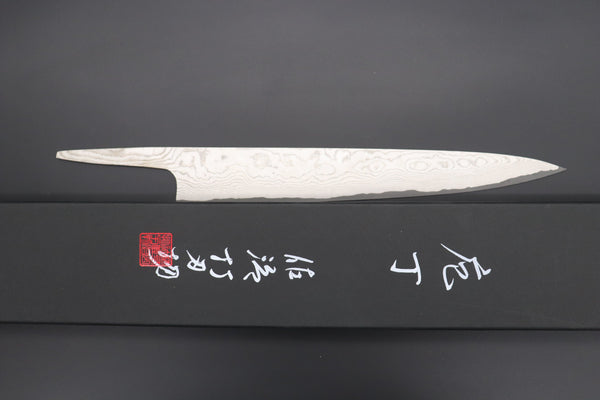 Takeshi Saji Wa Sujihiki “Build Your Dream Knife” Takeshi Saji VG-10 Custom "Silver Color" Nickel Damascus TSBO-14 Wa Sujihiki 270mm (10.6 Inch)