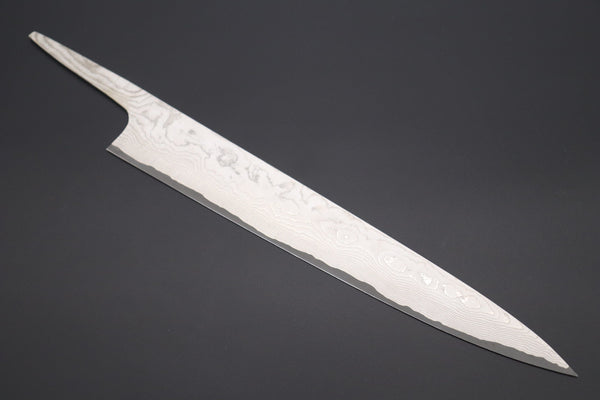 Takeshi Saji Wa Sujihiki TSBO-14 Wa Sujihiki 270mm (10.6inch) / 1. Blade Only (without a Wa Handle) US$290 “Build Your Dream Knife” Takeshi Saji VG-10 Custom "Silver Color" Nickel Damascus TSBO-14 Wa Sujihiki 270mm (10.6 Inch)