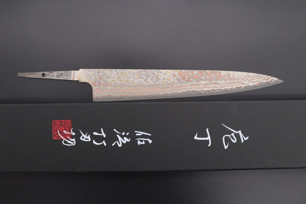 Takeshi Saji Wa Sujihiki “Build Your Dream Knife” Takeshi Saji VG-10W Custom Rainbow Damascus TSBO-16 Wa Sujihiki 240mm (9.4 Inch)