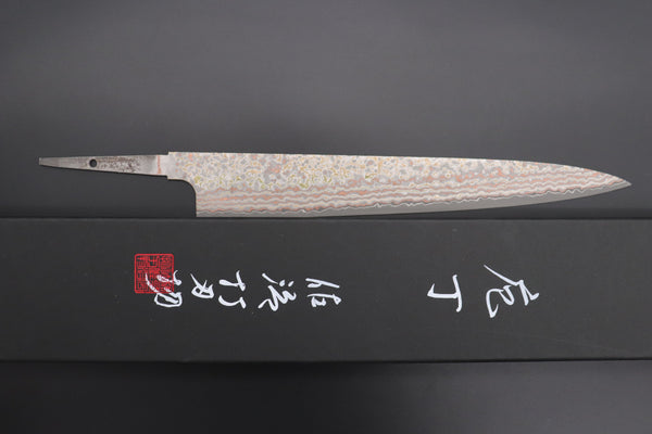 Takeshi Saji Wa Sujihiki “Build Your Dream Knife” Takeshi Saji VG-10W Custom Rainbow Damascus TSBO-17 Wa Sujihiki 270mm (10.6 Inch)