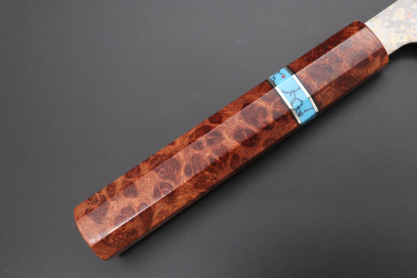 Takeshi Saji Wa Sujihiki Takeshi Saji SUMMIT ― Limited Edition Custom Series VG-10W Multi-Colored Golden-Rainbow Damascus Wa Sujihiki 240mm (9.4 Inch, STCL-306)