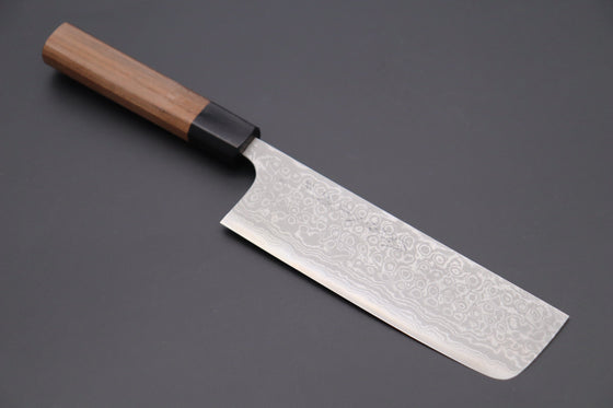 Fu-Rin-Ka-Zan Nakiri FASD-4W Nakiri165mm(6.4inch) Fu-Rin-Ka-Zan Aogami Super Custom Damascus Series FASD-4W Nakiri 165mm (6.4 inch, Octagonal Walnut Wood Handle)
